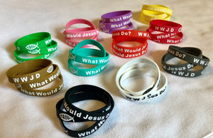 72 WWJD Rubber/Silicone Bracelets Wristbands Special Bulk Lot Value